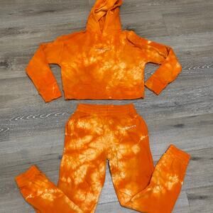 Sherbinski’s Orange Tie Dye Hoodie Jogger Set Woman's XS Streetwear NWOT